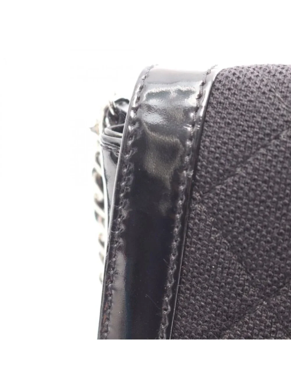 Chanel Shoulder Bag 2.55 Quilted East West Black Canvas Leather Chain